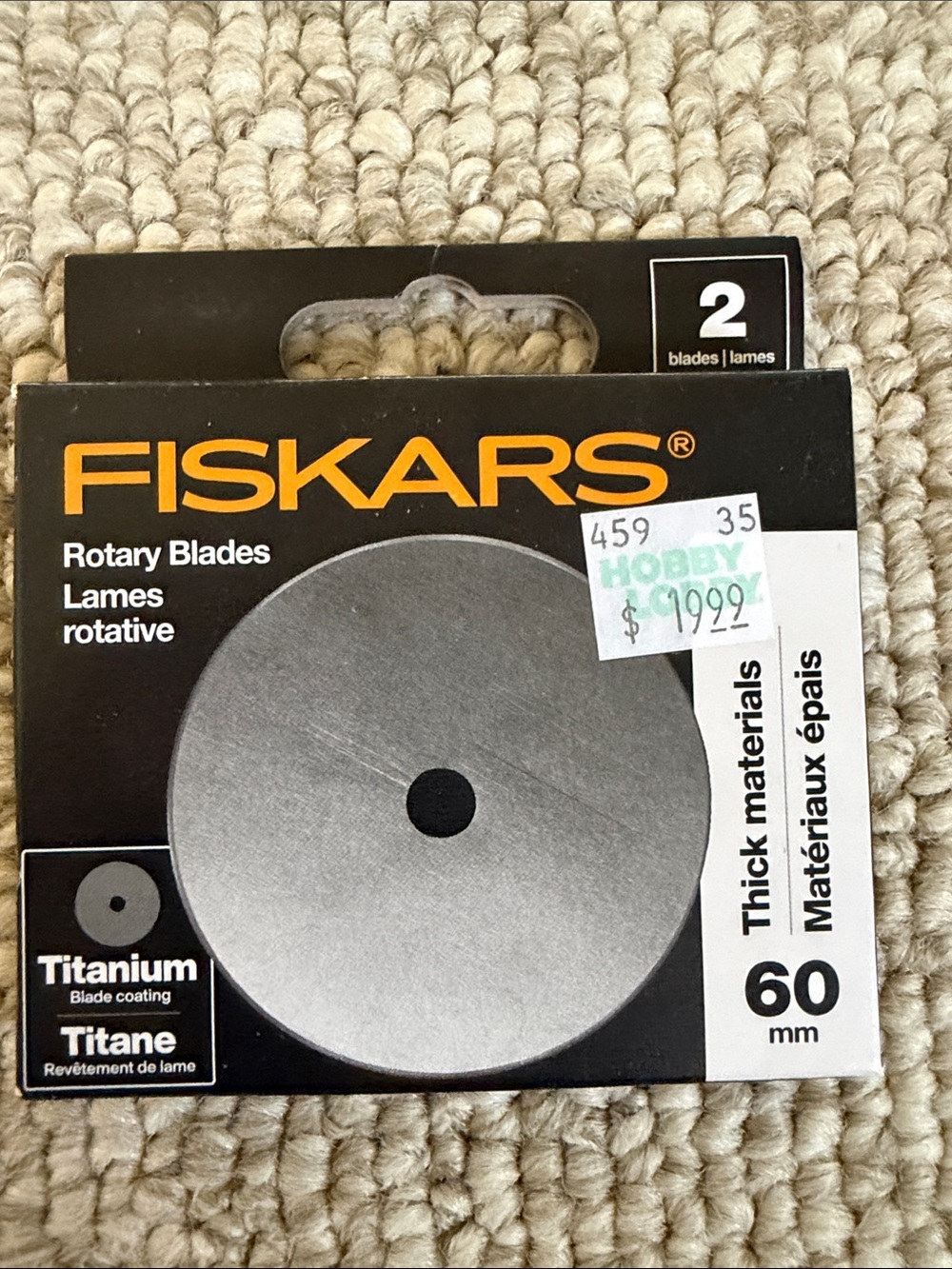 Fiskars Titanium Rotary Blades (Black & Silver) - 60mm, 2-Pack